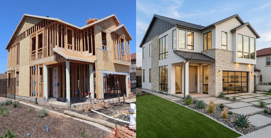Before and After virtual staging Before and After virtual staging of a modern living room, showing the difference AI can make